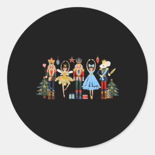 Retro Nutcracker Llet Christmas Tree Shirts For Wo Classic Round Sticker