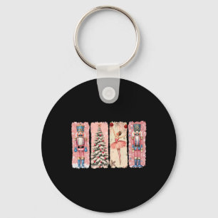 Retro Nutcracker Llet Pink Christmas Xmas Vibes Wo Keychain