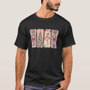 Retro Nutcracker Xmas Tree Pink Christmas Vibes Ba T-Shirt