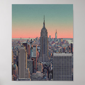 Retro NYC Skyline Poster