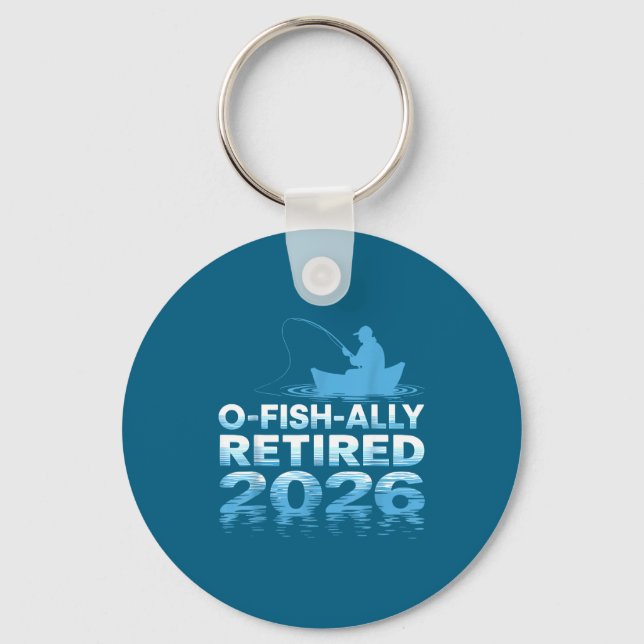 Retro O-fish-ally Retired 2026 Fisherman Fishing R Keychain (Front)