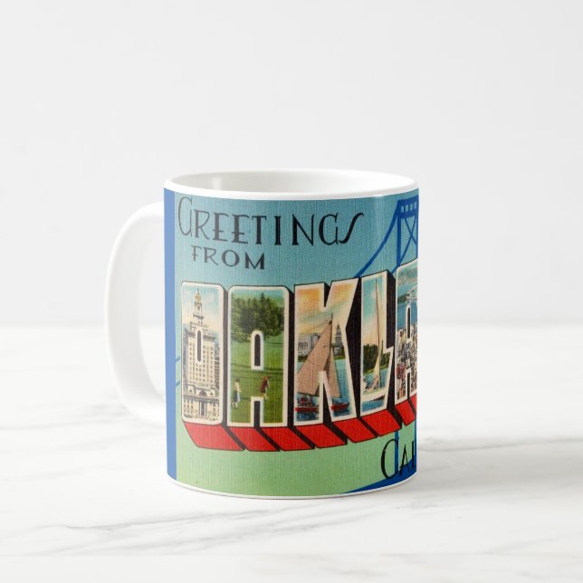 Retro Oakland California Greeting Mug (Front Left)