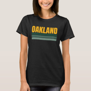 Retro Oakland Yellow & Green Stripes Cool Oakland  T-Shirt