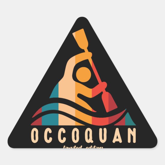 Retro Occoquan Kayaking Triangle Sticker (Front)