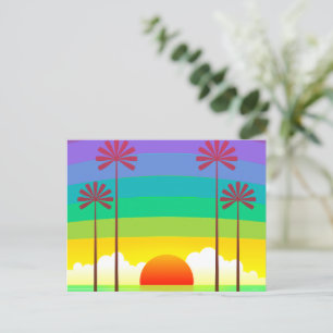 Retro Ocean Sunrise Vintage Postcard