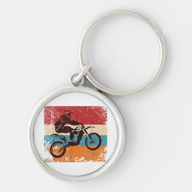 Retro Off Road Motorcycle Motocross Enduro Keychain (Front)