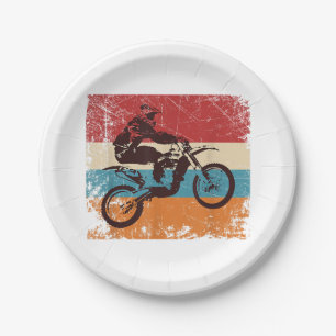 Retro Off Road Motorcycle Motocross Enduro Paper Plate