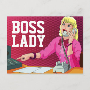 RETRO OFFICE BOSS LADY POSTCARD