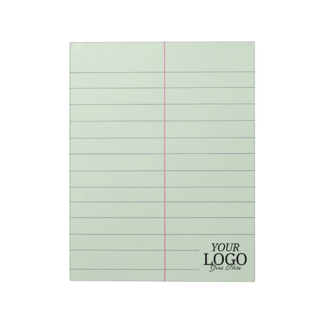 Retro Office Green Steno Paper 8.5 x 11 With Logo  Notepad (Rotated)
