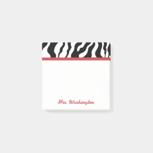 Retro Office Zebra Teacher's Post It Notes Gift