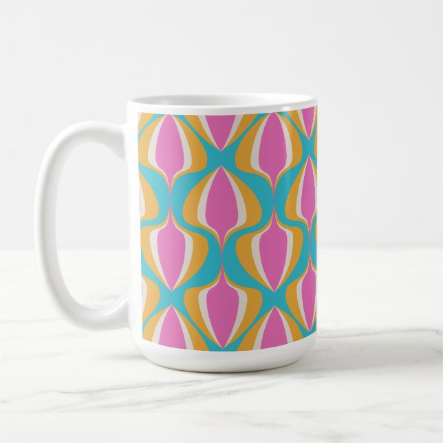 Retro Ogee  Blue Orange Pink Coffee Mug (Left)