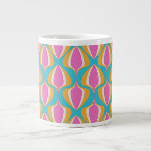 Retro Ogee  Blue Orange Pink Large Coffee Mug