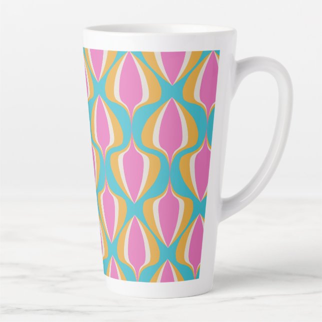 Retro Ogee Blue Orange Pink Latte Mug (Right)