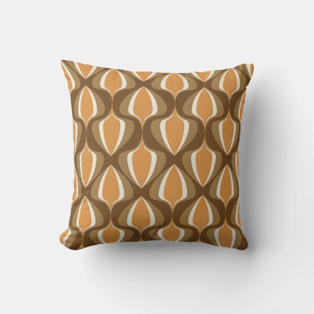 Retro Ogee  Brown Throw Pillow (Front)