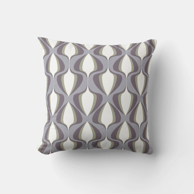 Retro Ogee  Grey Throw Pillow (Front)