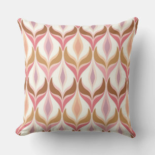 Retro ogee pink brown  throw pillow