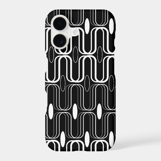 Retro Ogee Pod Black & White Abstract Mod Art (Back)