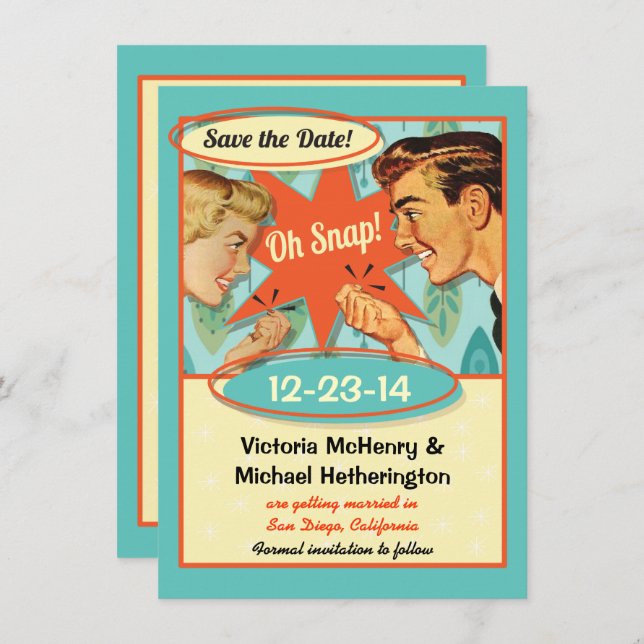 Retro Oh Snap save the date Invitation (Front/Back)