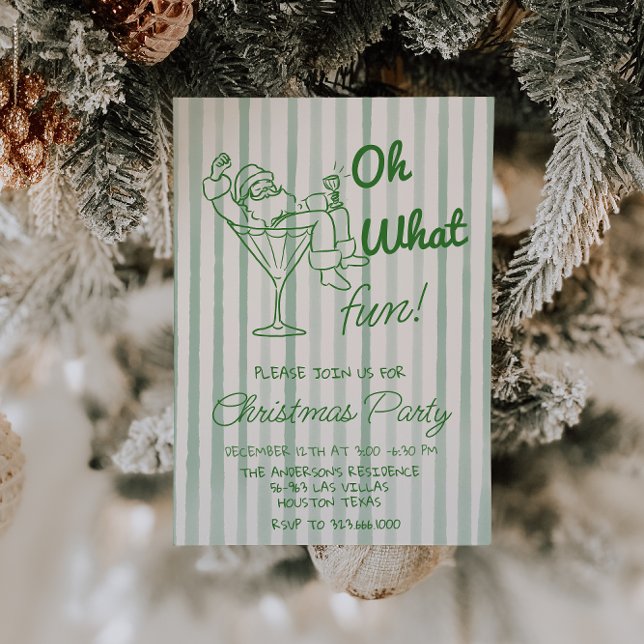 Retro Oh What Fun Christmas Santa Claus Party Invitation (Creator Uploaded)