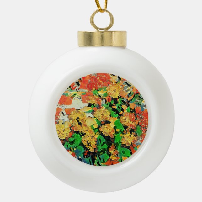 Retro Oil Painting: Van Gogh Monet Ceramic Ball Christmas Ornament (Front)