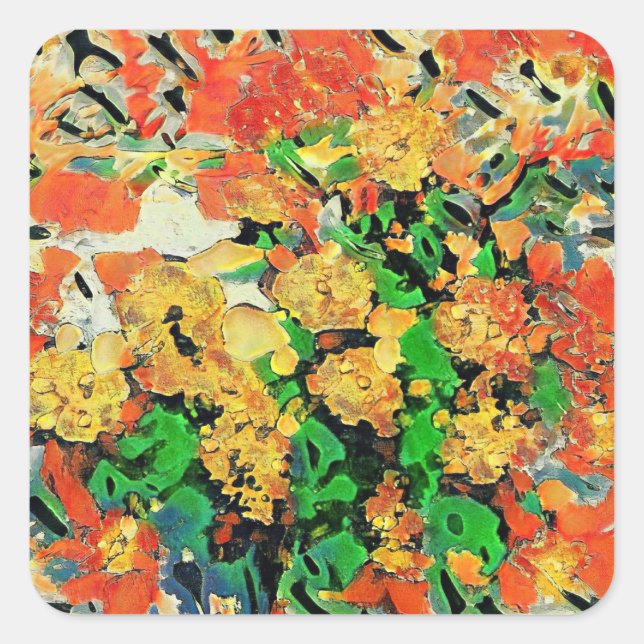 Retro Oil Painting: Van Gogh Monet Square Sticker (Front)