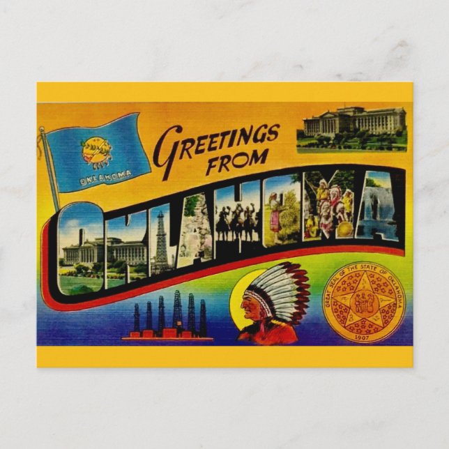 Retro Oklahoma Greeting Postcard (Front)