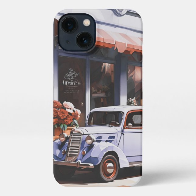 Retro old car iPhone 13 Slim Fit Case, Glossy iPhone Case (Back)