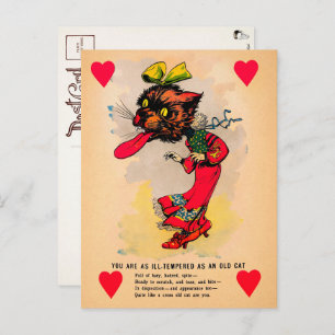 Retro Old Cat Vinegar Valentine's Day Postcard
