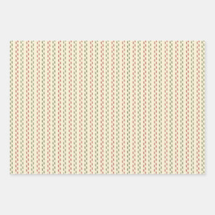 Retro Old Fashioned Christmas Stitching Wrapping Paper Sheet