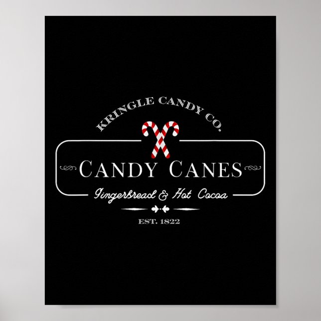 Retro Old Fashioned Kringle Candy Canes Co Merry C Poster (Front)