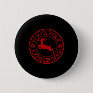 Retro Old Fashioned North Pole Express Mail Reinde 2 Inch Round Button