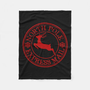 Retro Old Fashioned North Pole Express Mail Reinde Fleece Blanket