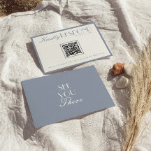 Retro Old Money Dusty Blue QR Code Wedding