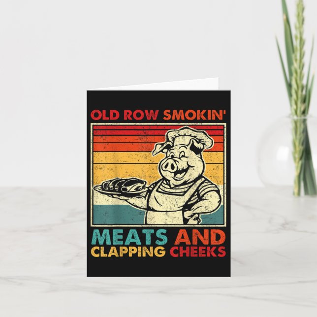 Retro Old Row Smoking Meats And Clapping Cheeks Fu Card (Front)