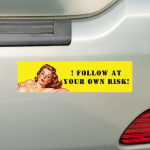 Retro Old School Pin-up girl Art Bumper Sticker