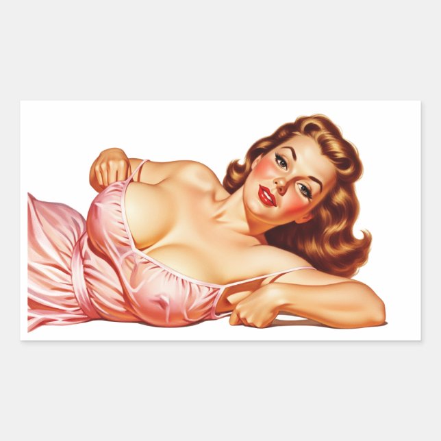 Retro Old School Pin-up girl Art Sticker (Front)