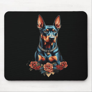 Retro Old School Style Dog Art Vintage Doberman Ta Mouse Pad