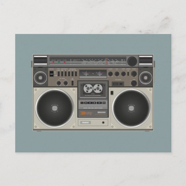 Retro old school Tape deck player Boogie box Holiday Postcard (Front)