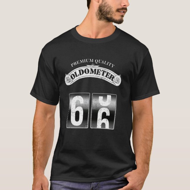 Retro Oldometer 65-66 Funny 66th Birthday T-Shirt (Front)