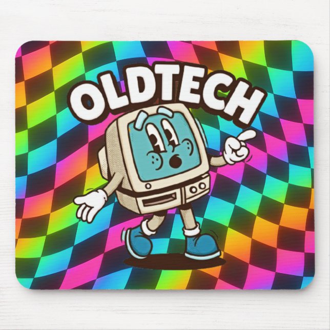 Retro OldTech Psychedelic Mousepad (Front)