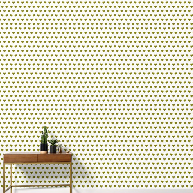 retro olive green heart wallpaper (Hallway)