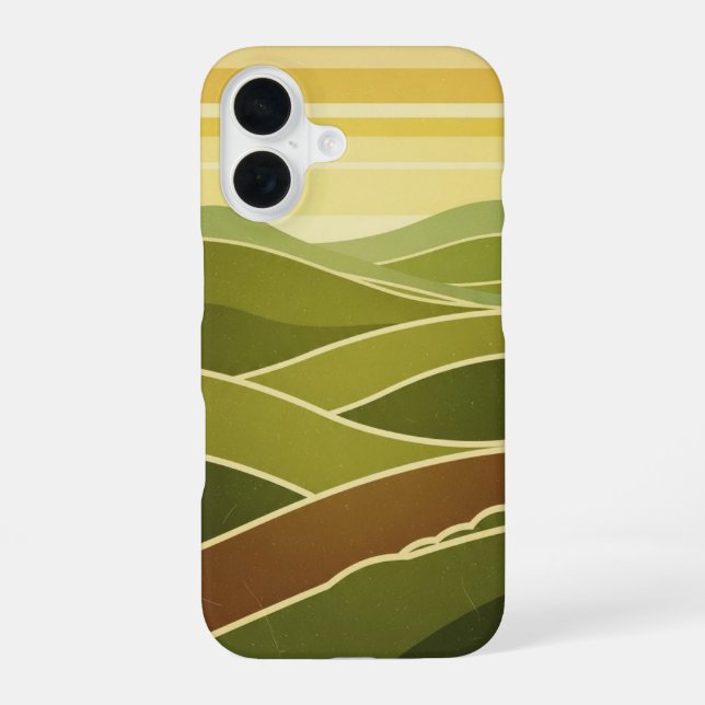 Retro Olive Hills iPhone 16 Case (Back)
