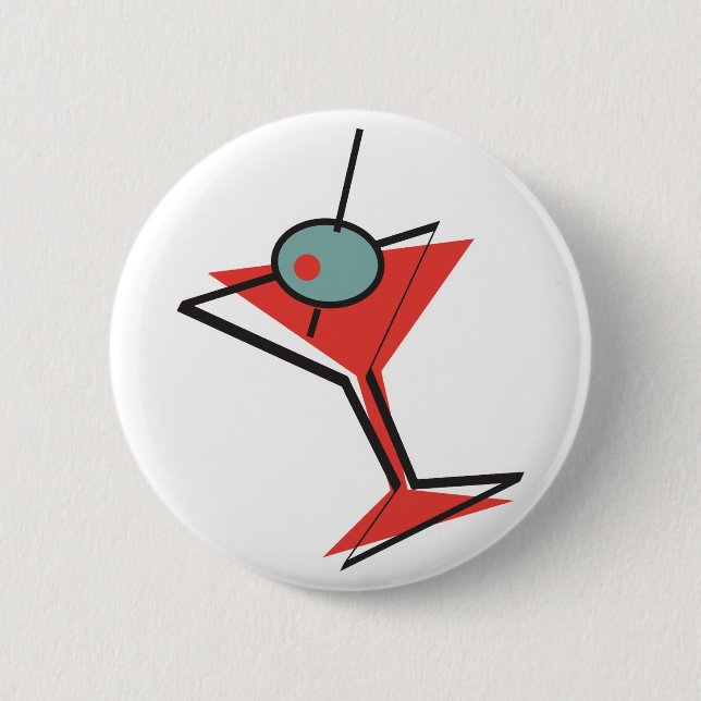 retro olive martini 2 inch round button (Front)
