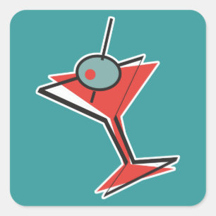 retro olive martini square sticker