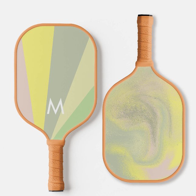 Retro Olive Sorbet Monogram Modern Personalized Pickleball Paddle (personalized pickleball paddle monogram retro mint green mauve purple pink custom sports gift)
