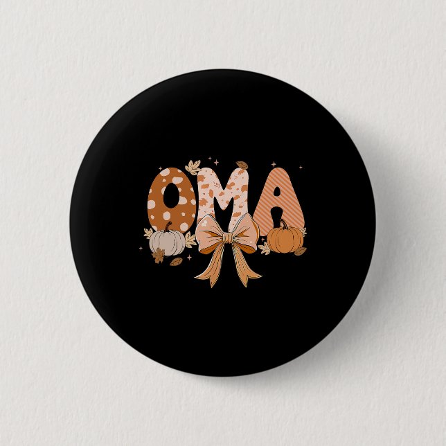 Retro Oma Coquette Bows Leopard Fall Thanksgiving  2 Inch Round Button (Front)
