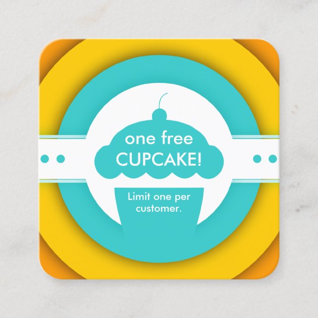 retro ONE FREE CUPCAKE coupon (Front)