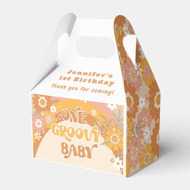 Retro One groovy baby birthday Favor Box (Front Side)
