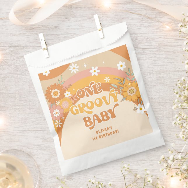 Retro one groovy baby take a treat favour bag (Clipped)