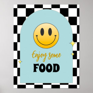 Retro One Happy Dude Birthday Enjoy Some Food Sign